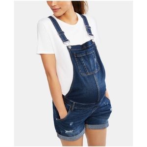 Maternity Denim Shorts Overalls by Indigo Blue